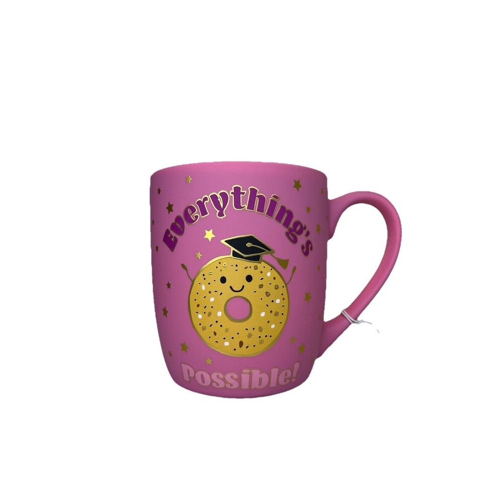 NWT Luna & Sage Soft Touch Everything’s Possible Graduation Coffee Pink Cup Mug
